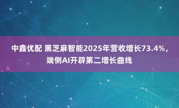 中鑫优配 黑芝麻智能2025年营收增长73.4%，端侧AI开辟第二增长曲线